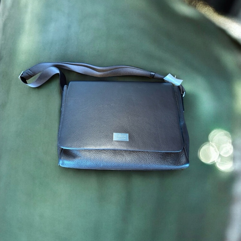 Small canvas shoulder bag - Giorgio Armani - Brown leather